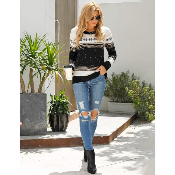 Women Knit Christmas Sweater Reindeer Tree Snowflake Holiday Pullover - Picture 5 of 5